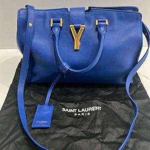 YSL Cabas royal blue bag with GOLD hardware